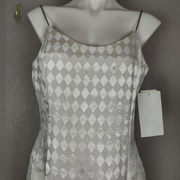 Jessica McClintock Gunne Sax Harlequin Formal Dress Vintage 90s Sz 13/14 Flawed - Picture 15 of 16